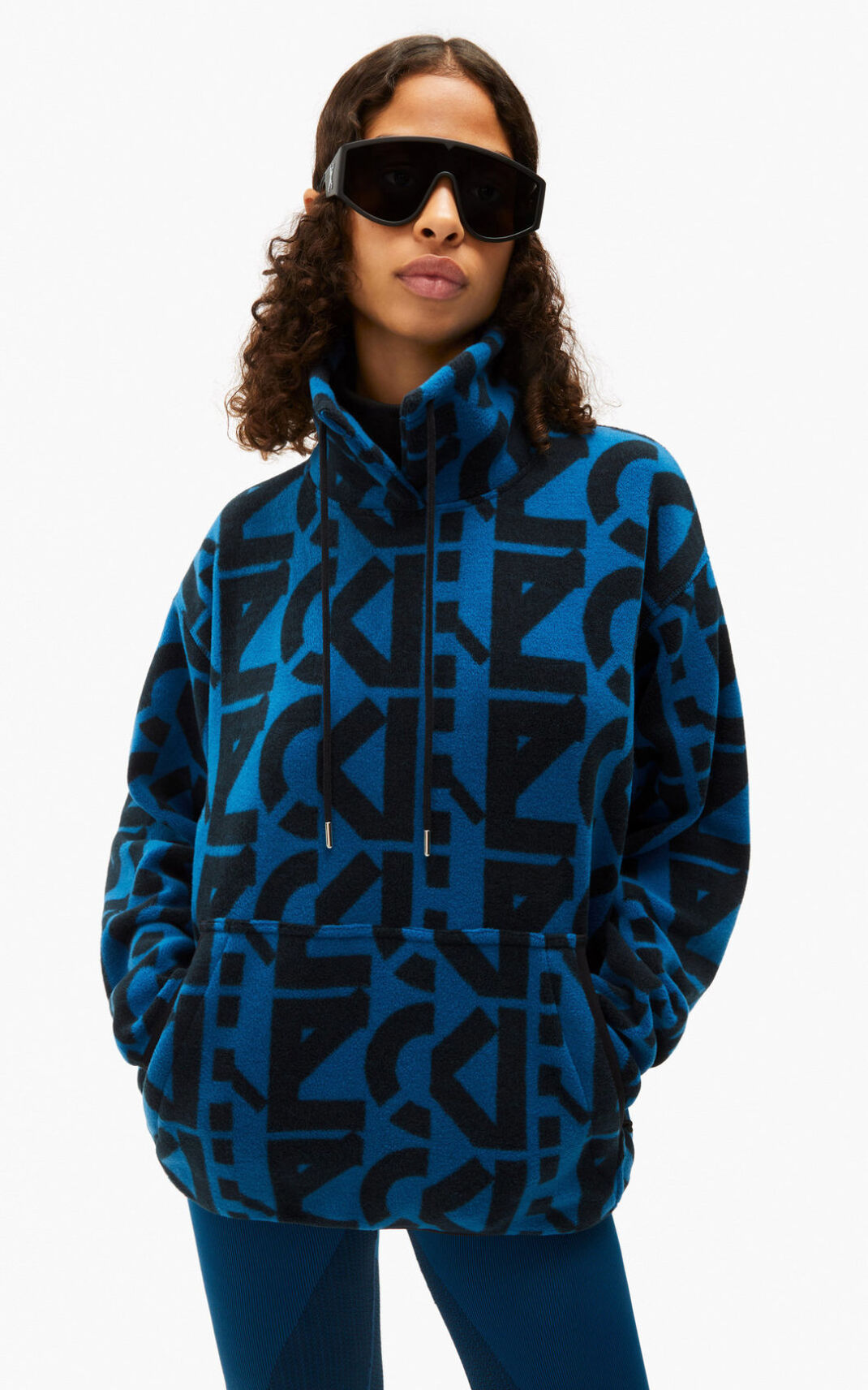 Kenzo Sport monogram fleece φούτερ γυναικεια βαθυ μπλε | GR442061